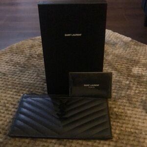 YSL Black Pouch - NWT -Flat pouch for money and cards.Takes up very little space